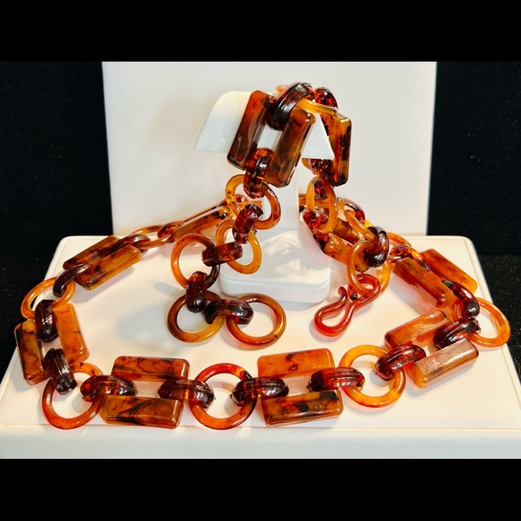 Vintage Plastic Marbleized Link Belt - Picture 1 of 10